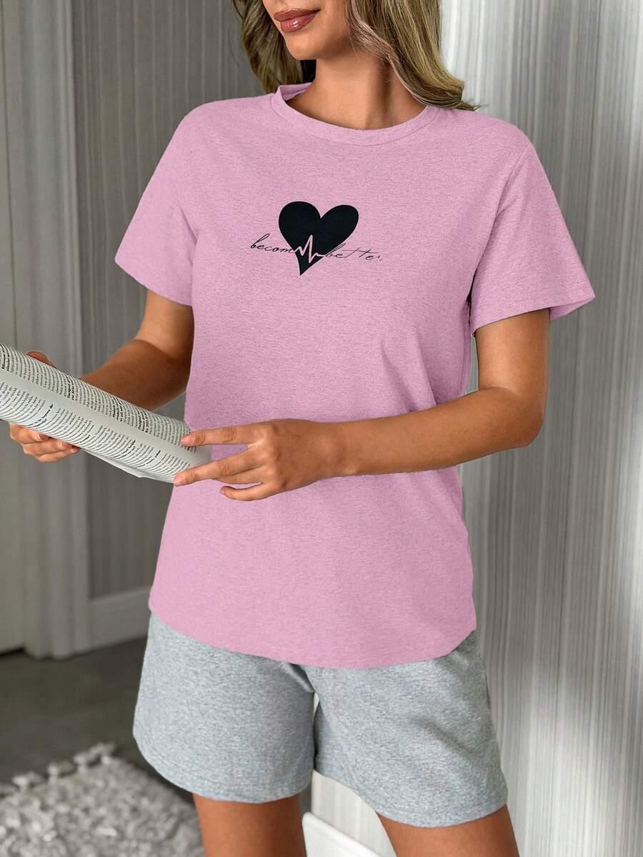 piżama komplet t-shirt spodenki nadruk