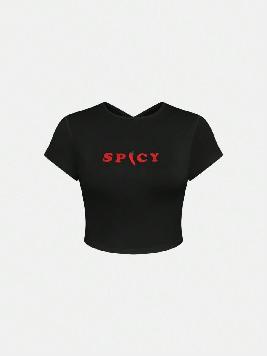 CZARNY TOP PRINT