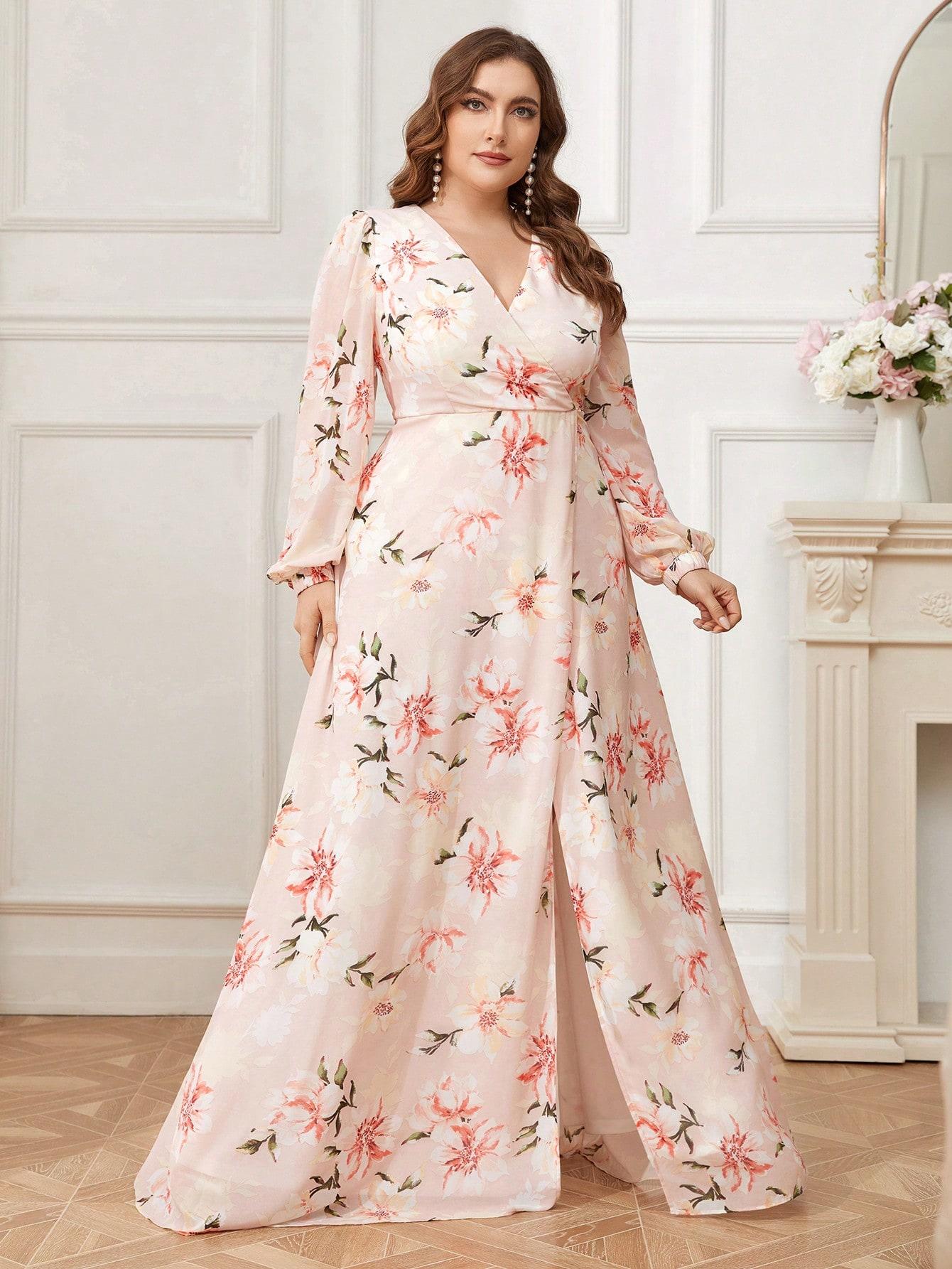 SUKIENKA MAXI KWIATOWA KLASYCZNA PLUS SIZE Z ZAMKIEM