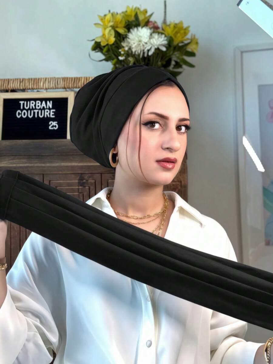 czarny turban na głowę