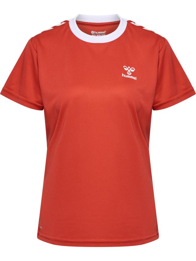 pomarańczowa koszulka sportowa krótki rękaw logo