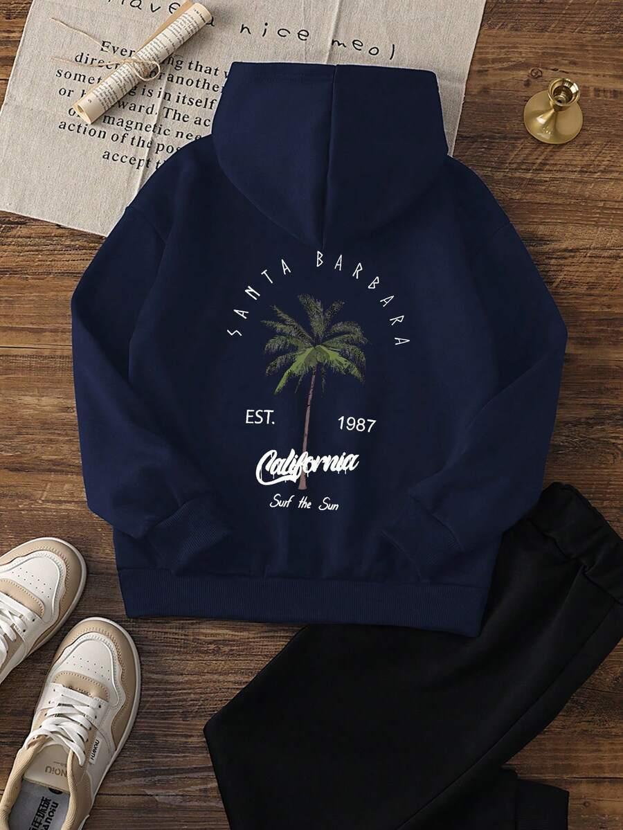 granatowa bluza z kapturem nadruk