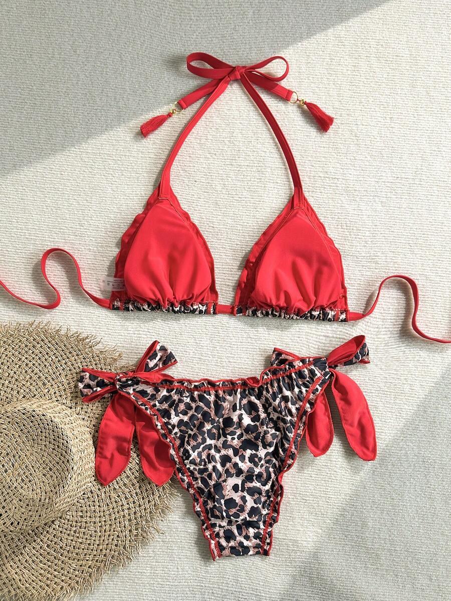 wiązany dół od bikini animal print
