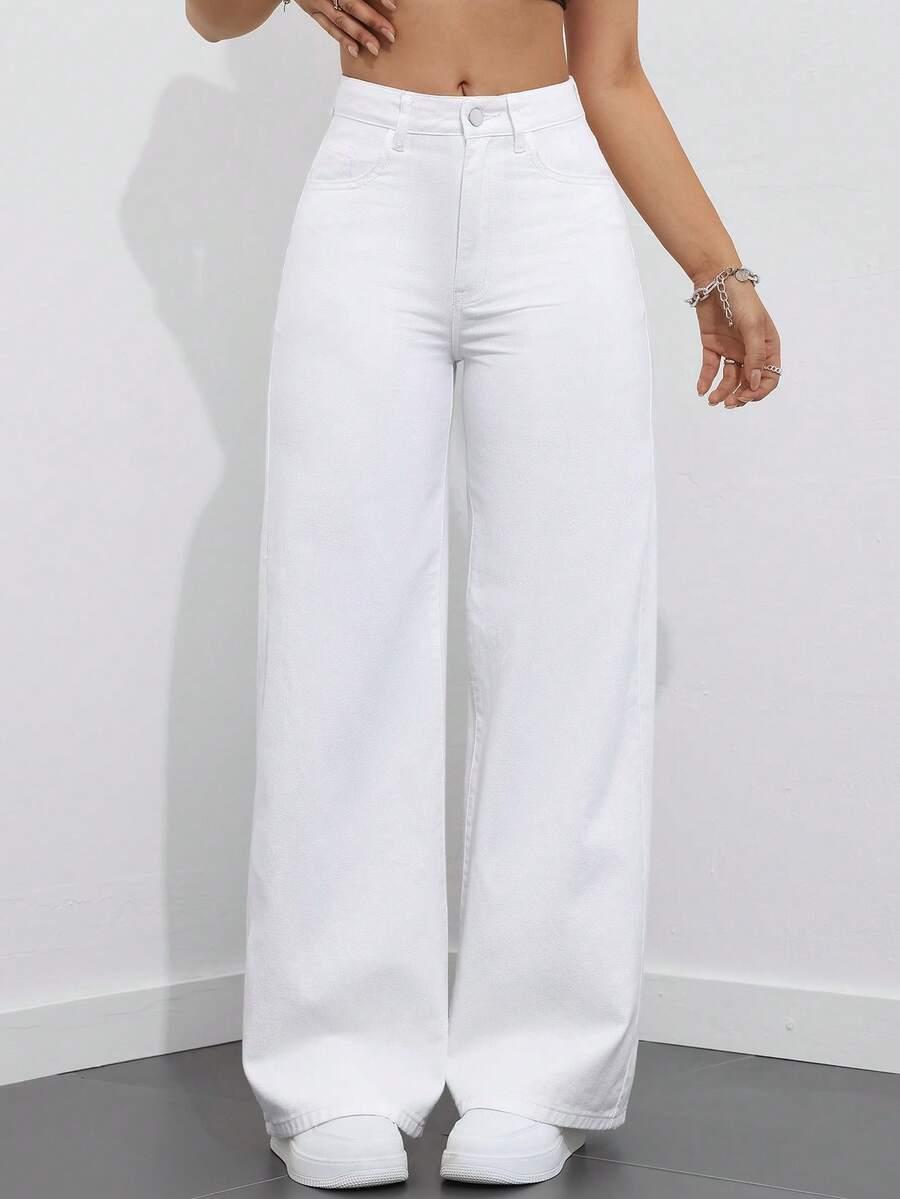 BIAŁE SPODNIE JEANS