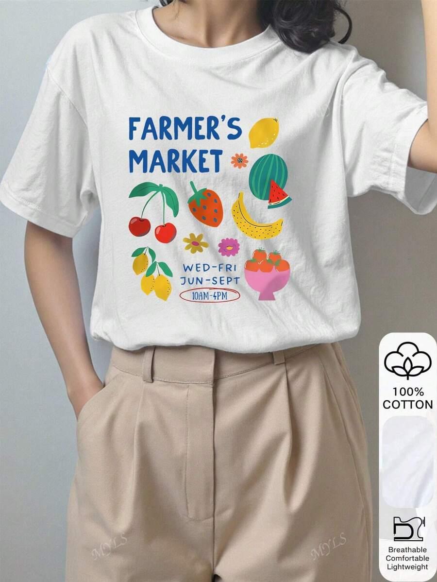 BIAŁY T-SHIRT OKRĄGŁY DEKOLT nadruk