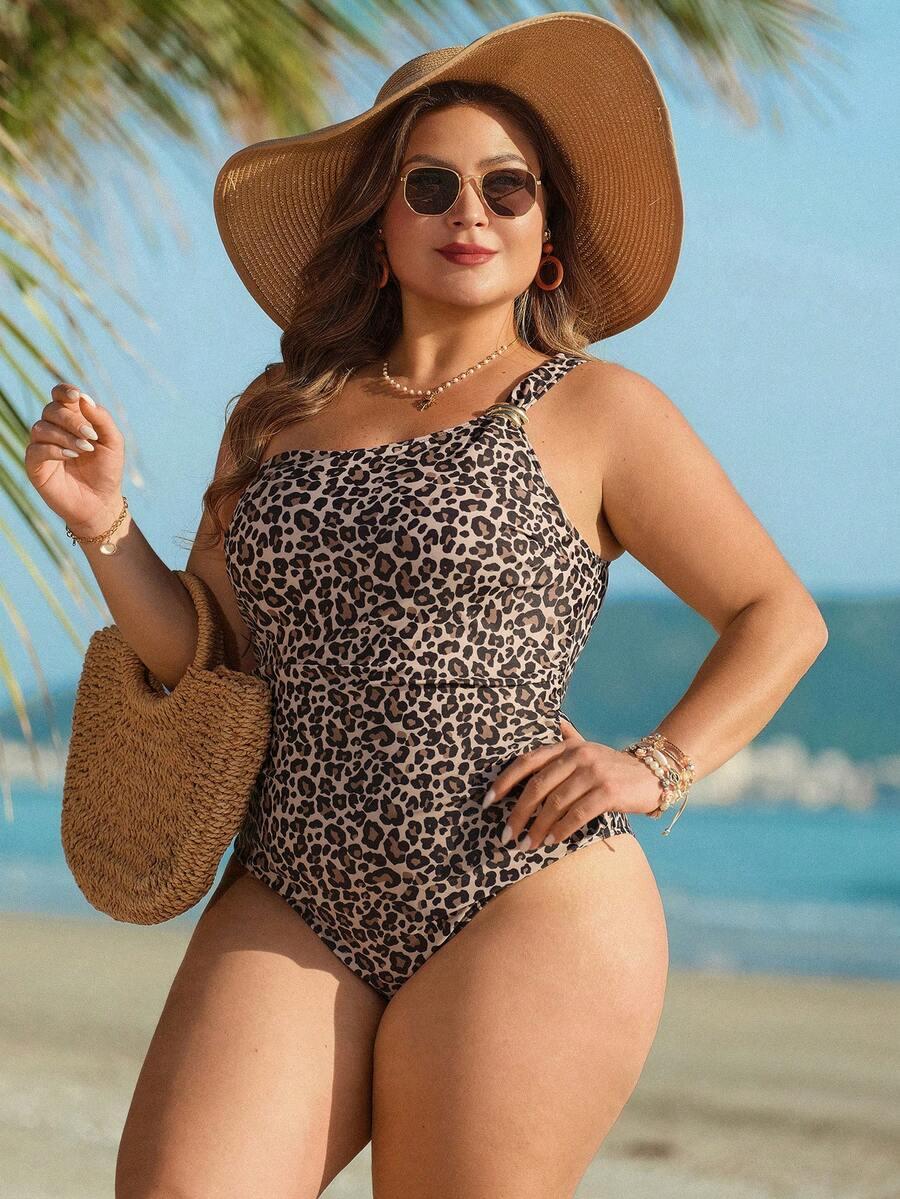 jednoczęściowy strój kąpielowy leopard print