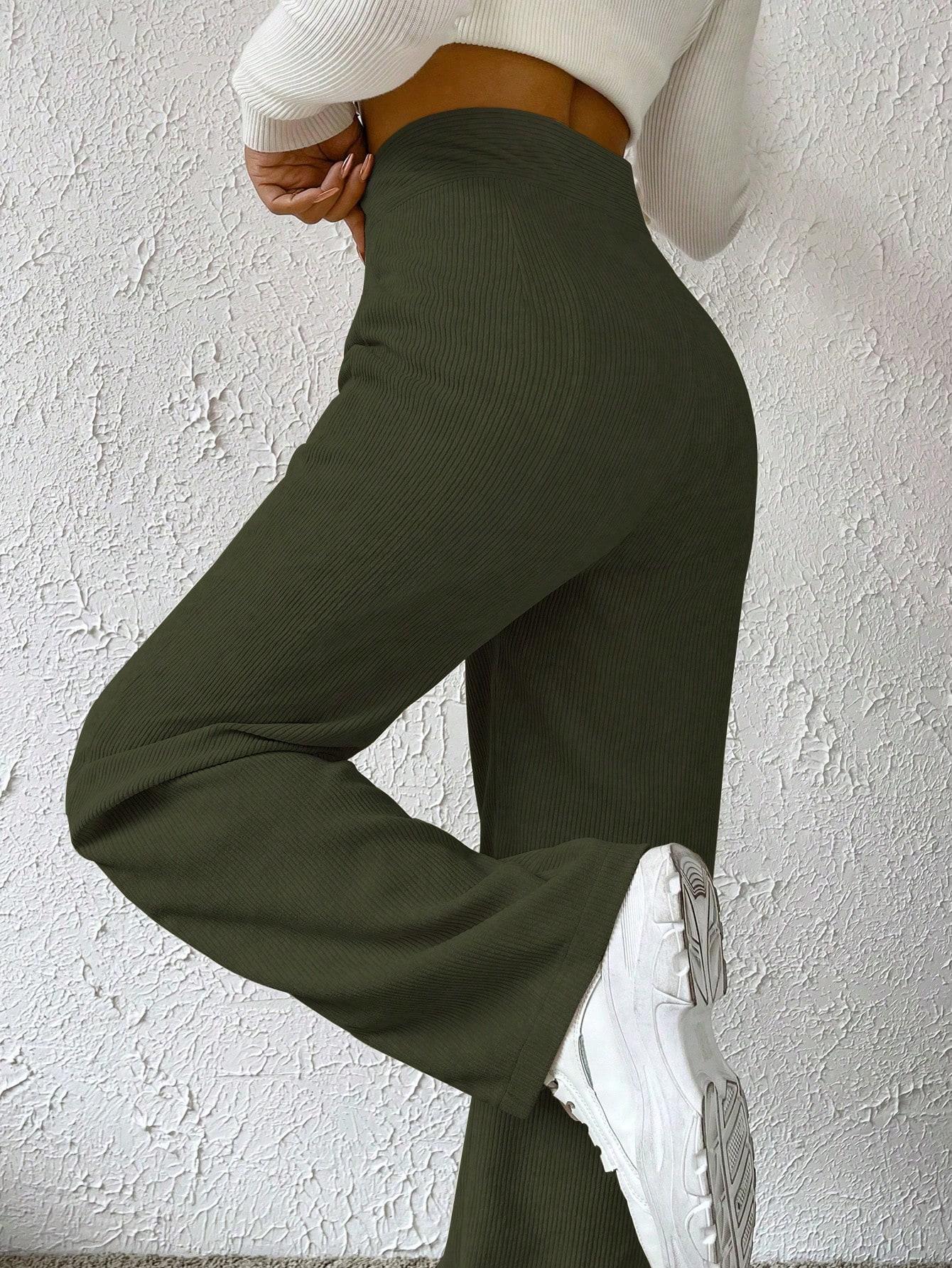 zielone sztruksowe spodnie wysoki stan
