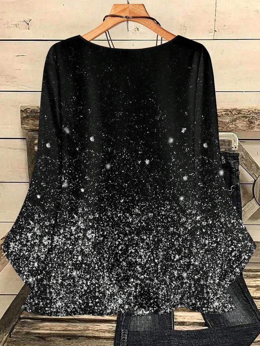 czarna bluzka print