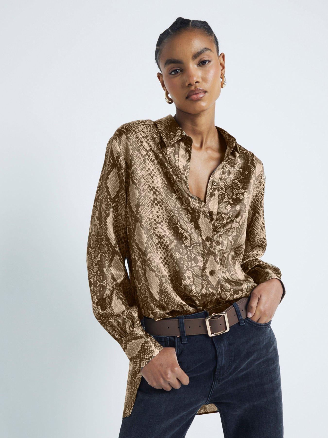 RIVER ISLAND KOSZULA SATYNOWA ZE WZOREM ZWIERZĘCYM 