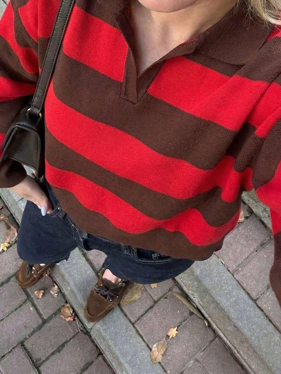 sweter w paski