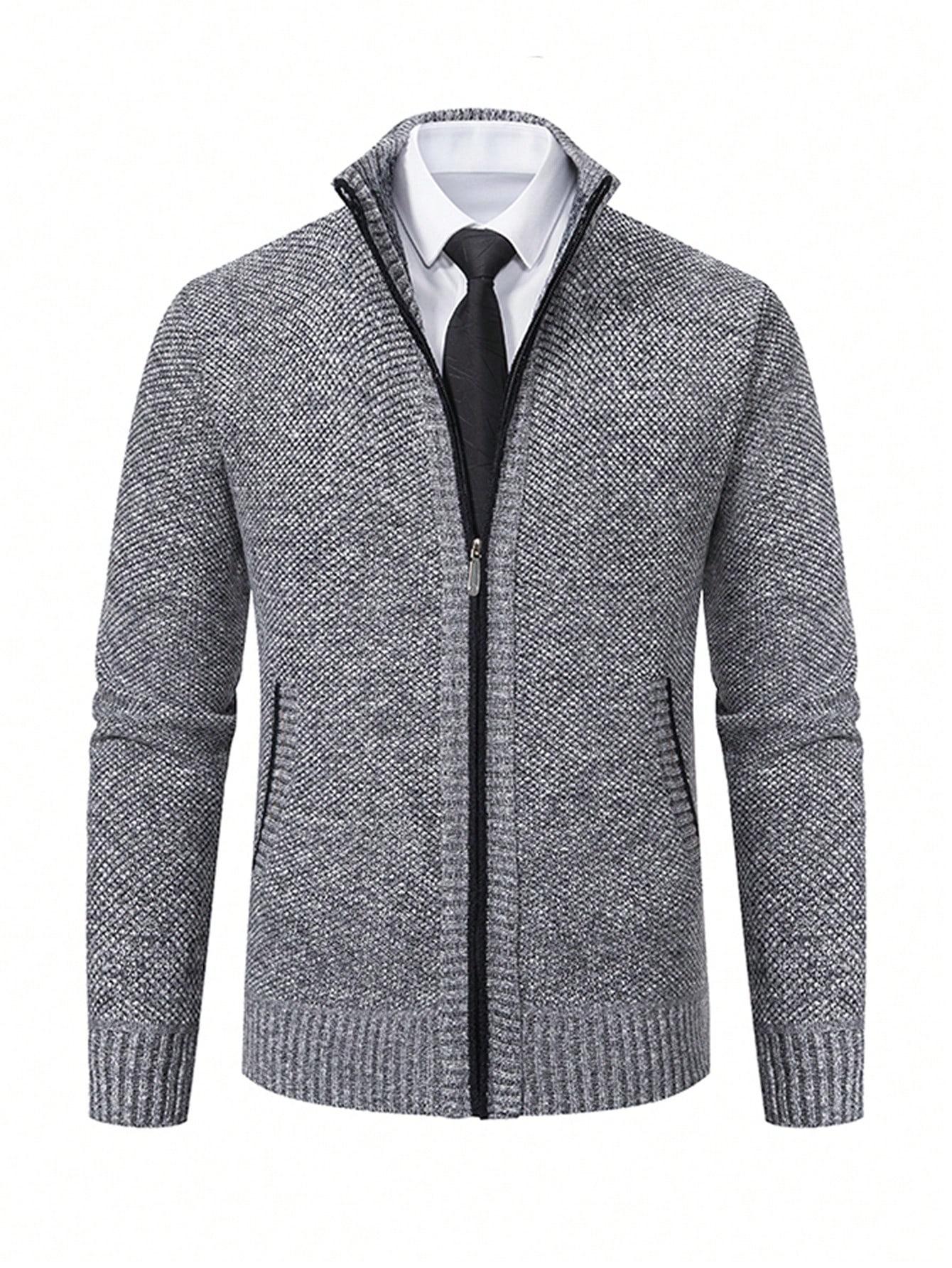 SZARY ROZPINANY SWETER CASUAL