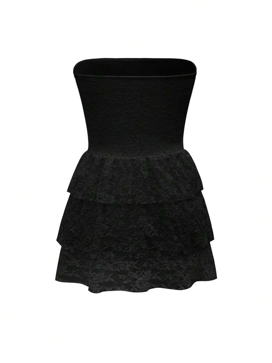 czarna koronkowa mini sukienka