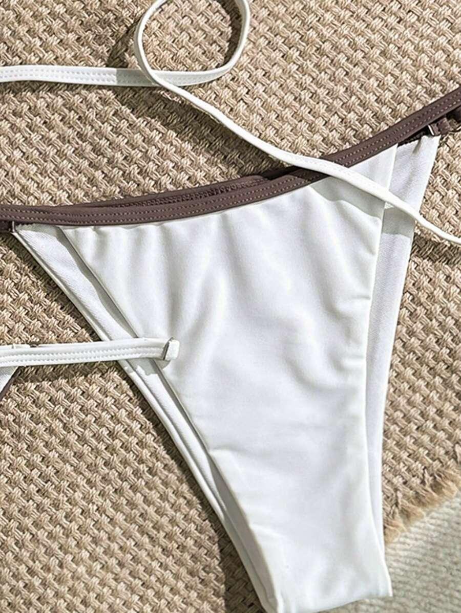 3-CZĘŚCIOWY komplet bikini kontrast