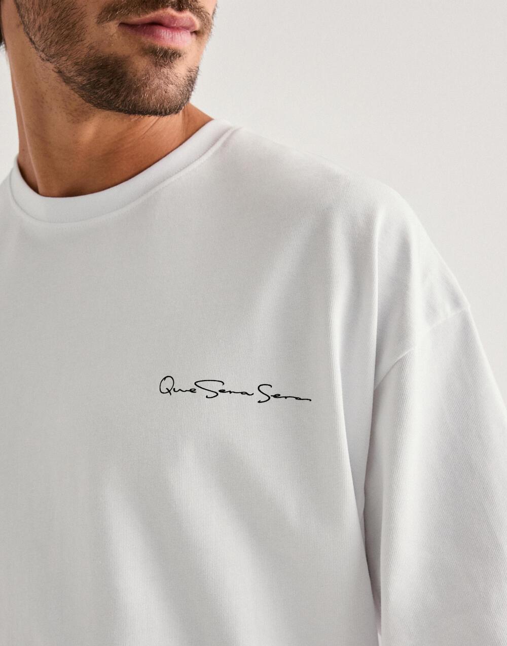 biały t-shirt oversize logo