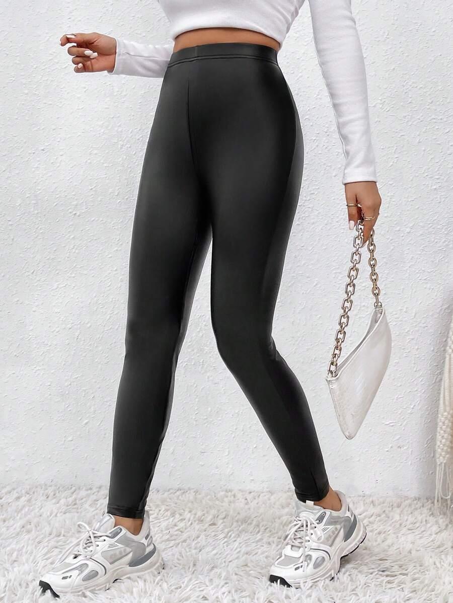 CZARNE LEGGINSY IMITACJA SKÓRY