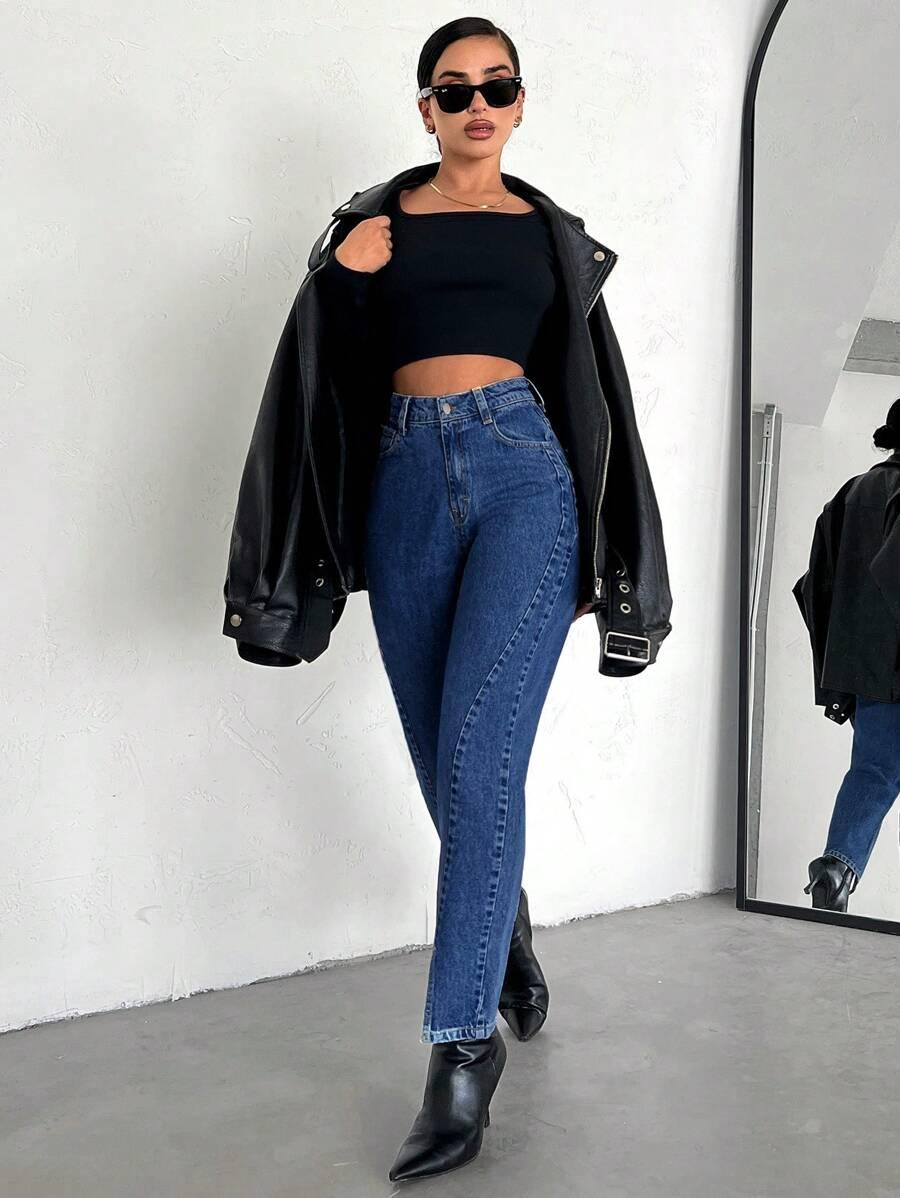 NIEBIESKIE PROSTE SPODNIE JEANS