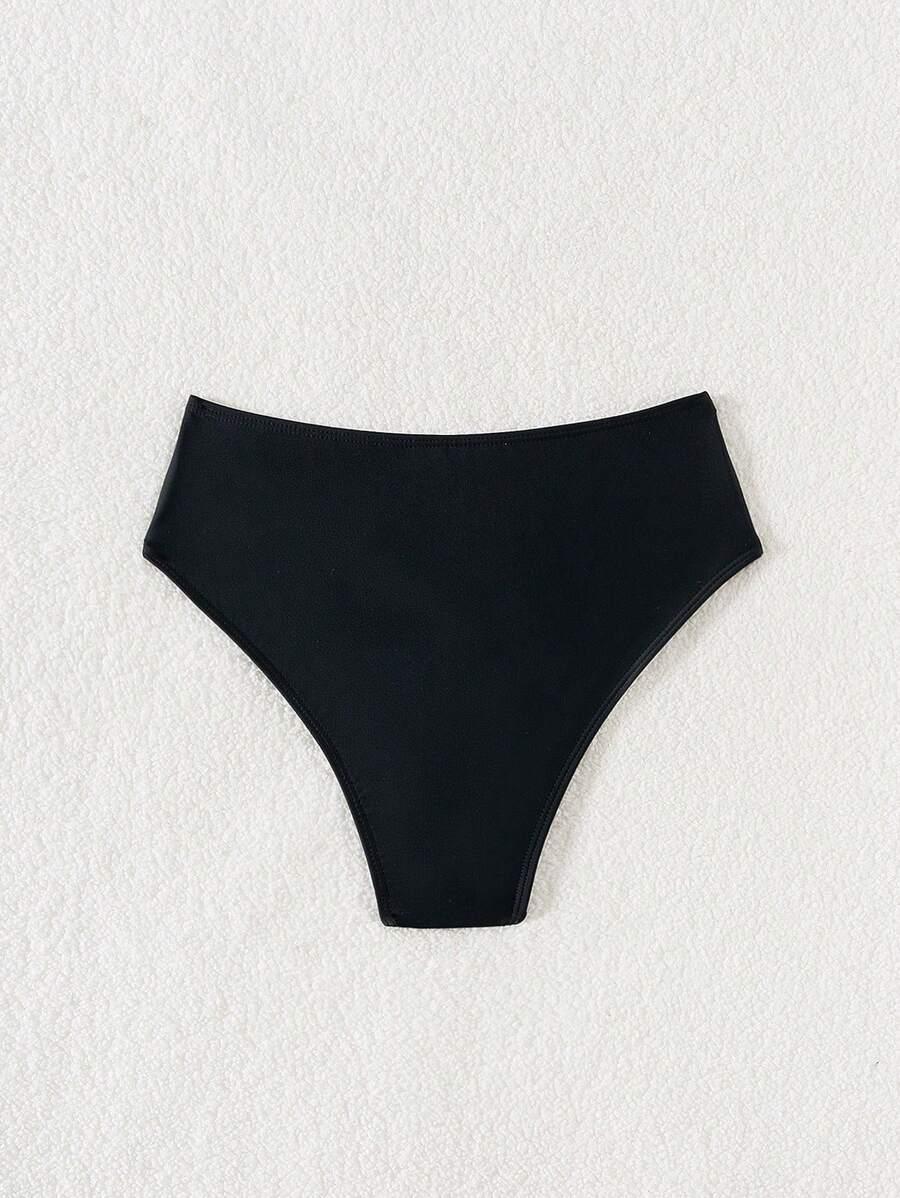 czarny dół od bikini zdobienie kwiat