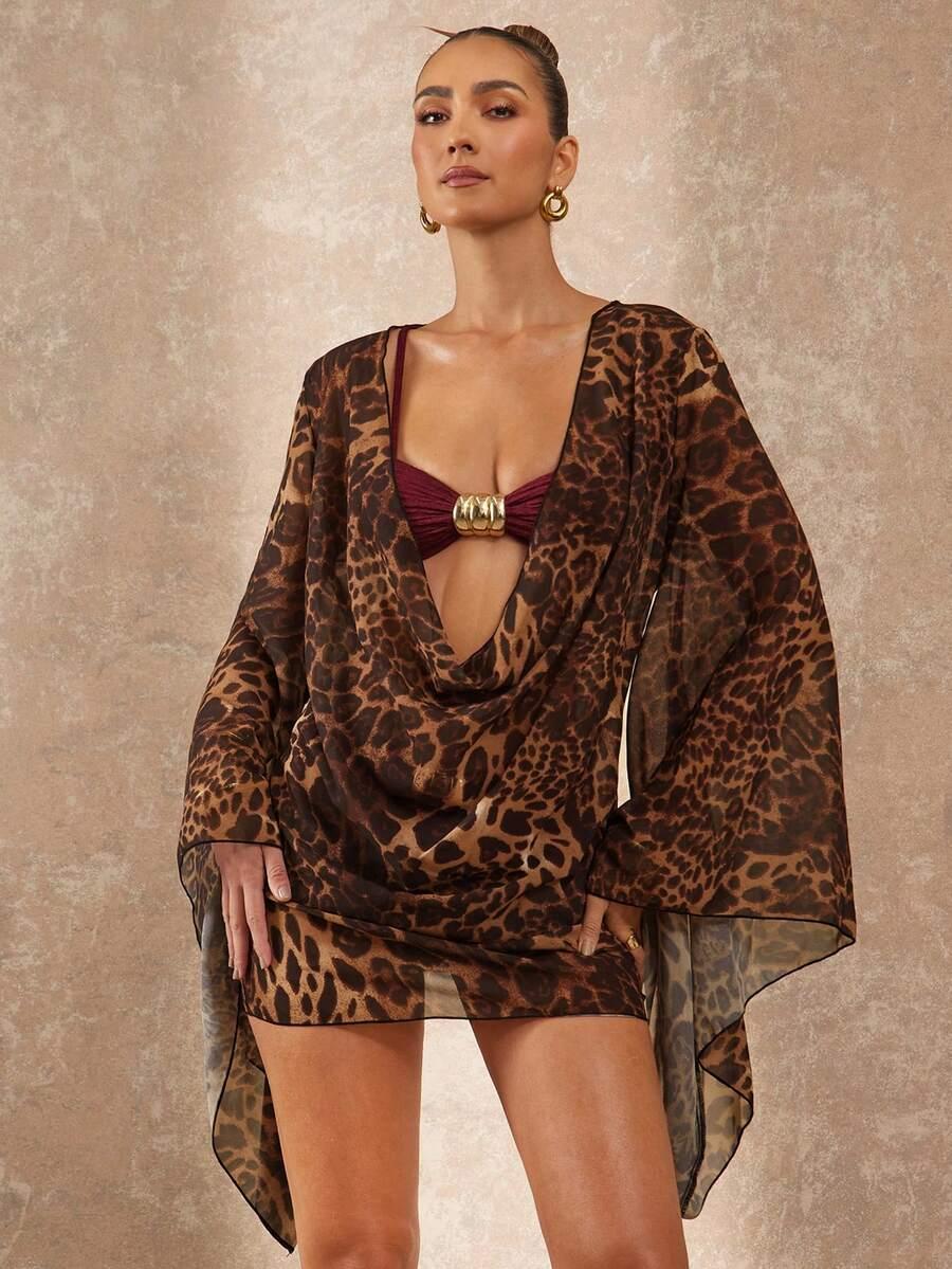 mini sukienka leopard print