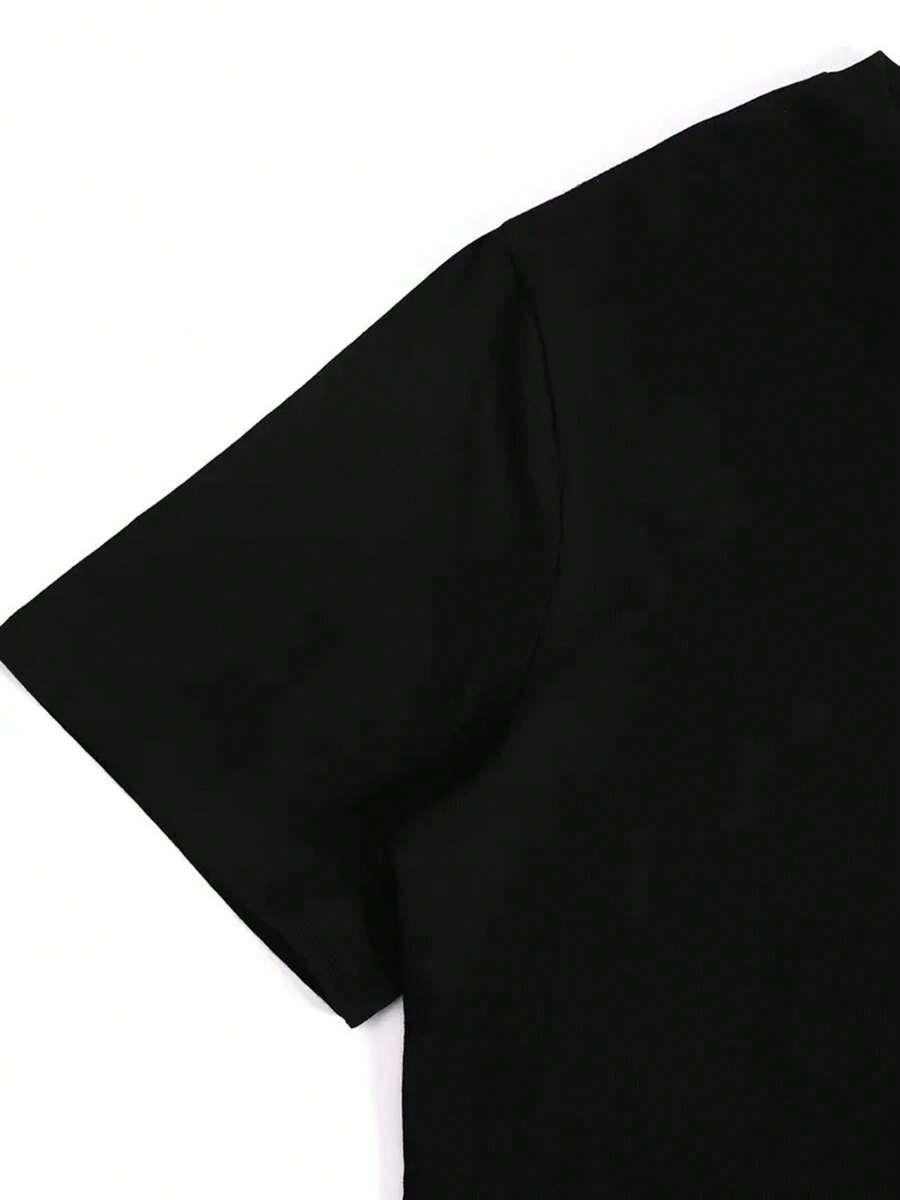 czarny t-shirt nadruk