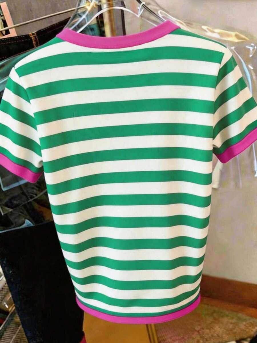 t-shirt okrągły dekolt wzór