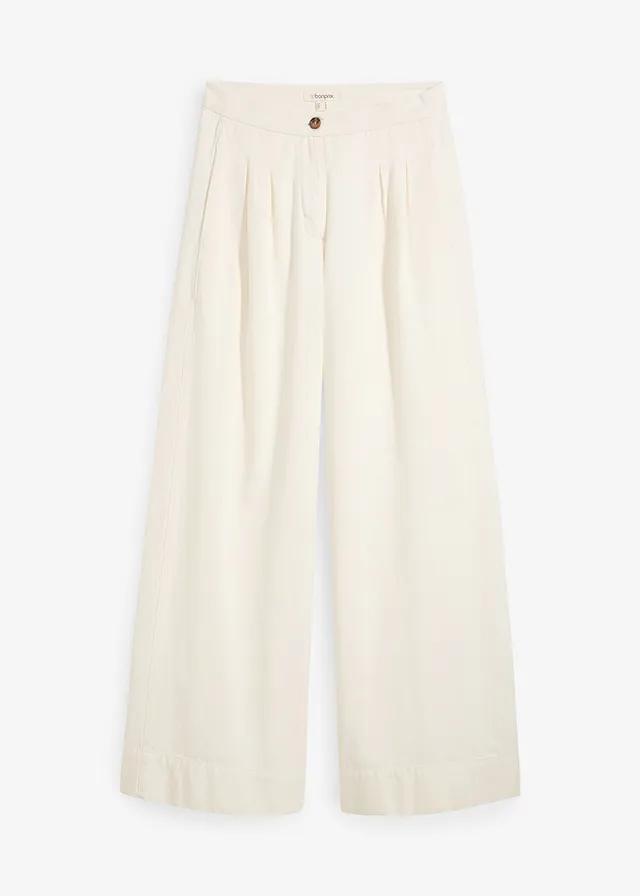 KREMOWE SPODNIE JEANS 