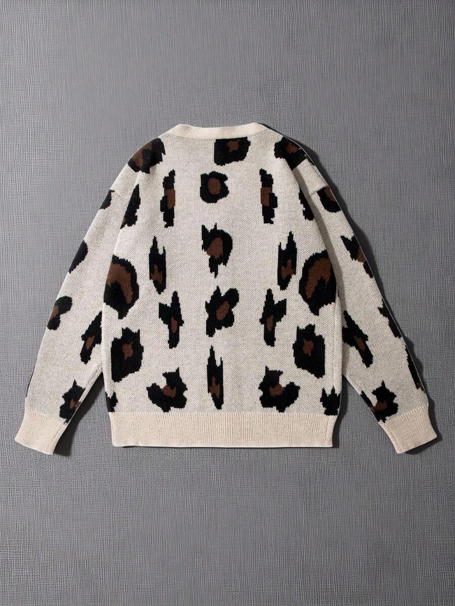  SWETER MĘSKI ROZPINANY Z WZOREM W PANTERKĘ 