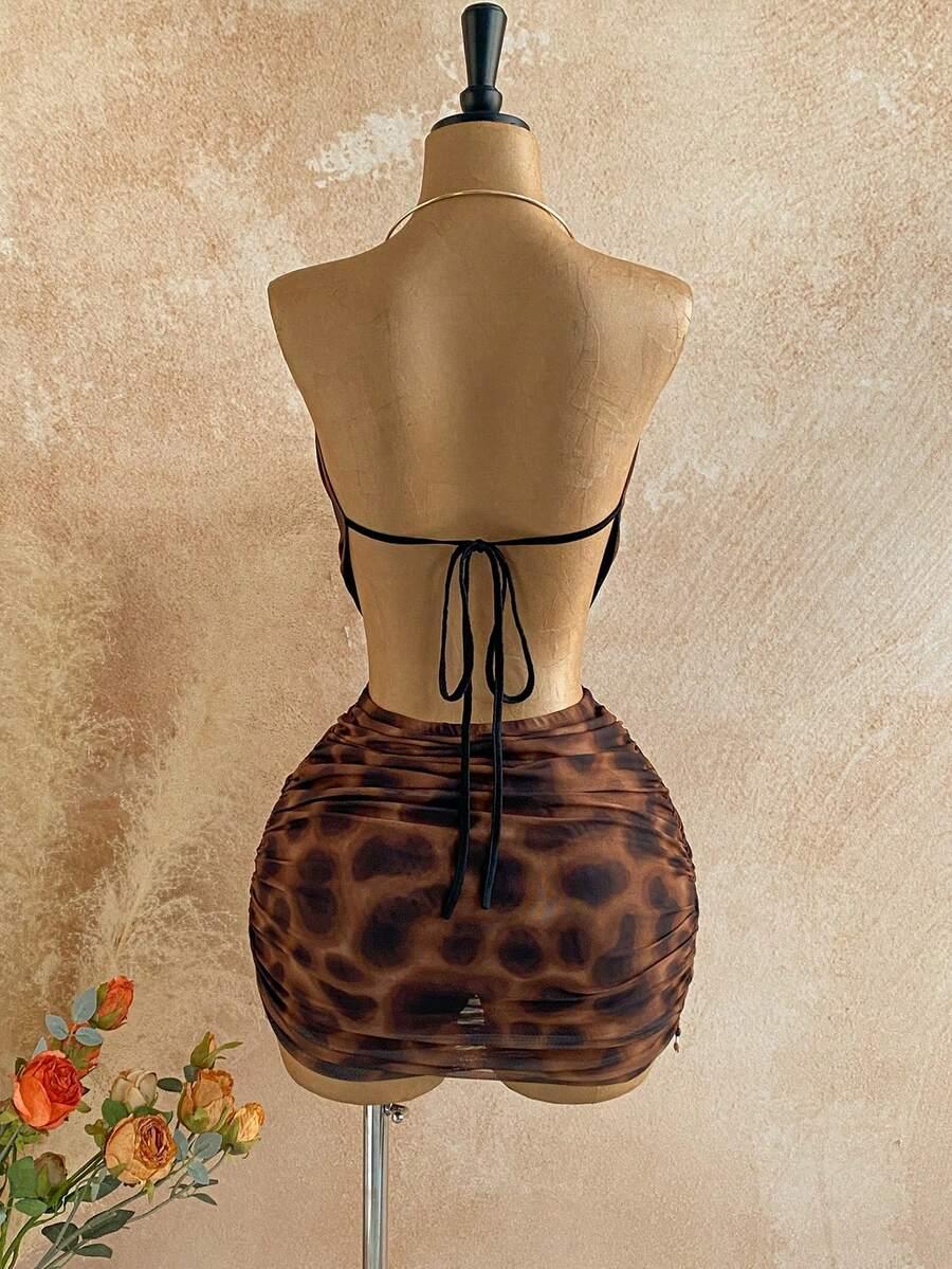 BRĄZOWA MINI SUKIENKA