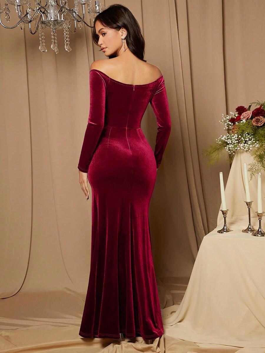 burgundowa sukienka maxi