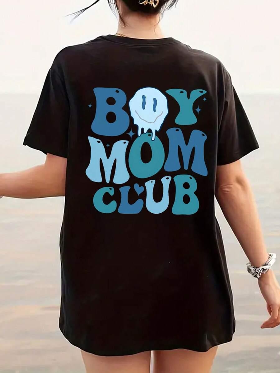 CZARNY T-SHIRT NADRUK
