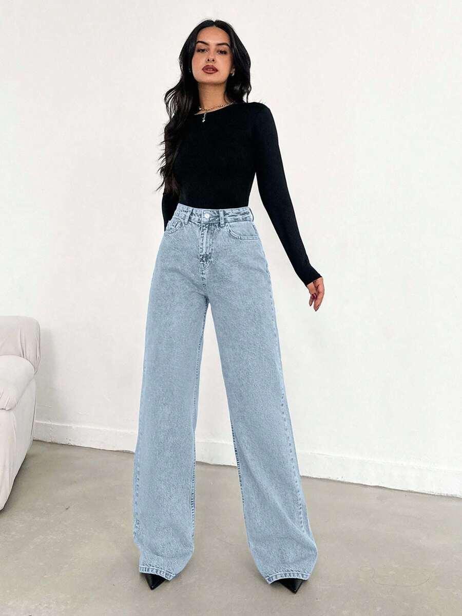 SPODNIE JEANS PROSTE NOGAWKI 