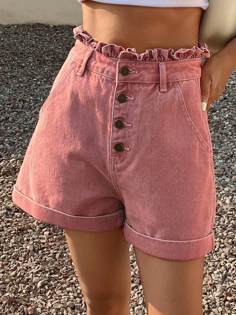 różowe spodenki jeans