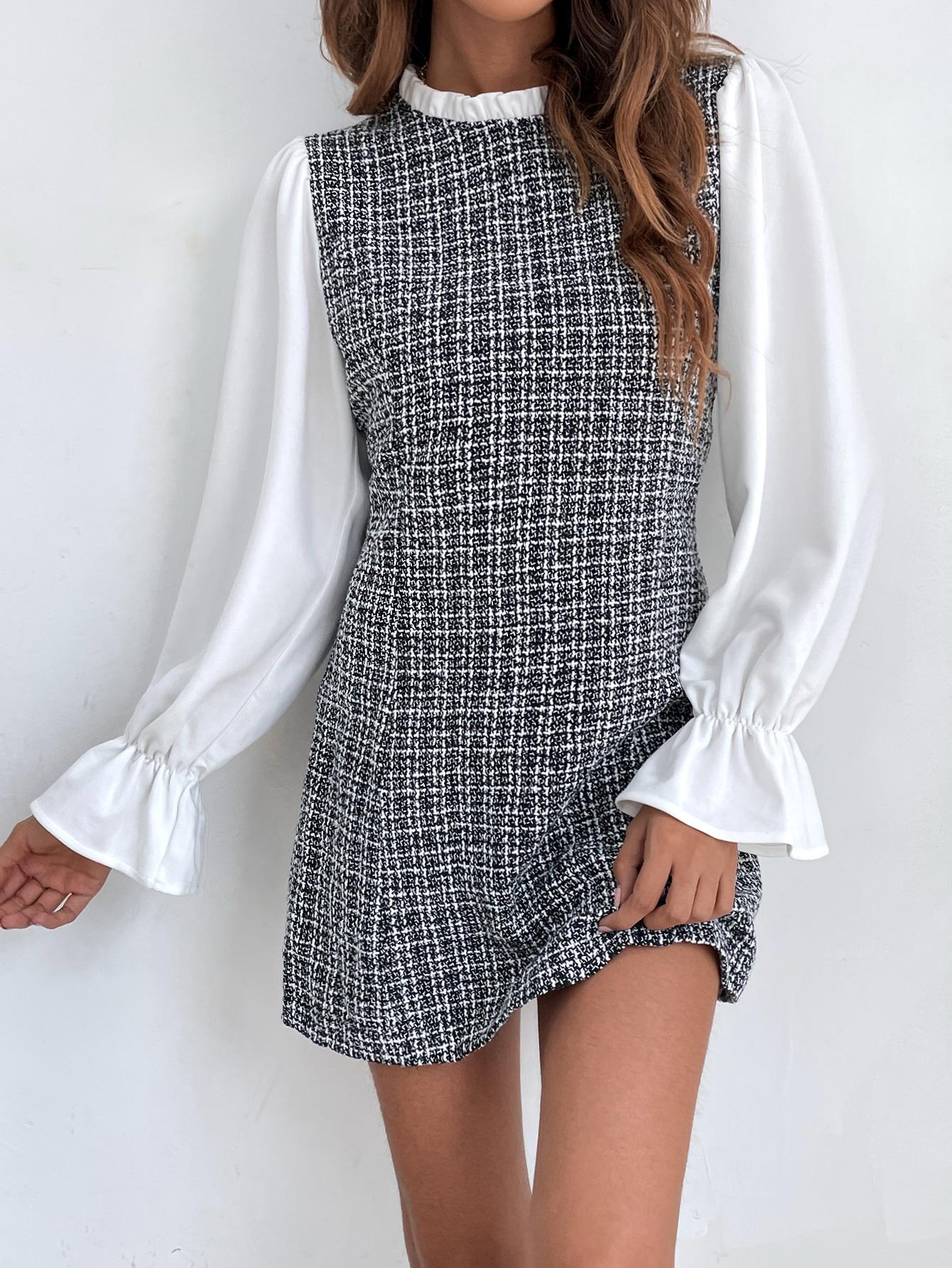 ŁĄCZONA SUKIENKA TWEED
