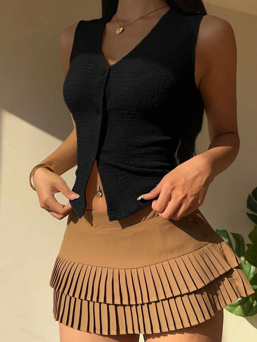czarny top guziki