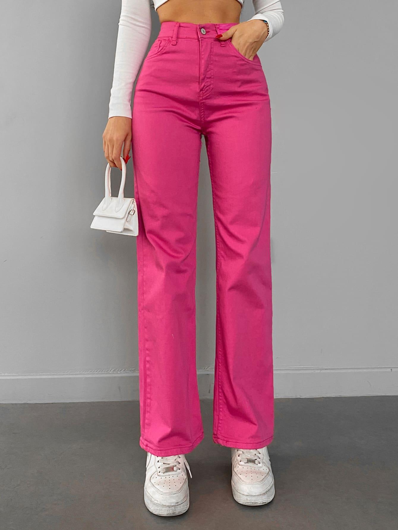 RÓŻOWE SPODNIE JEANS