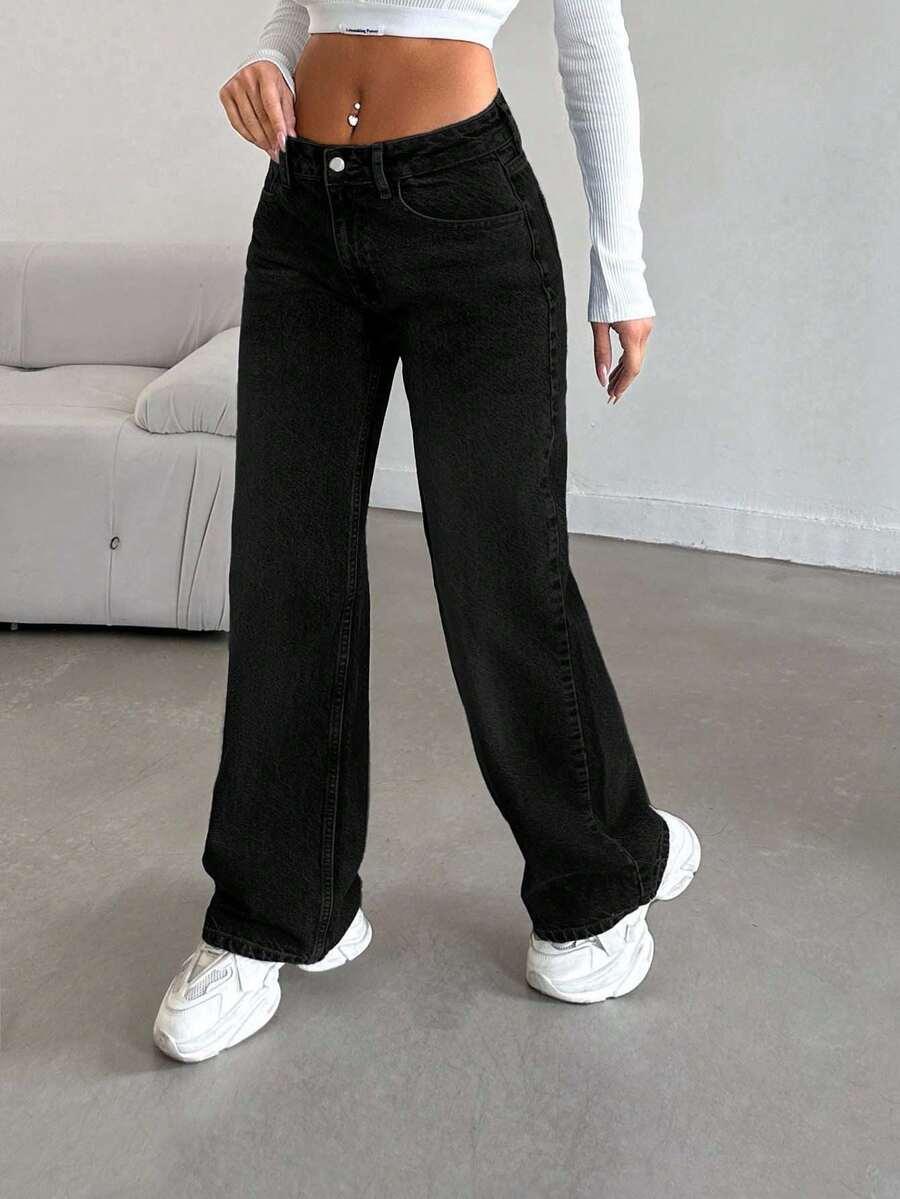 CZARNE SPODNIE JEANS