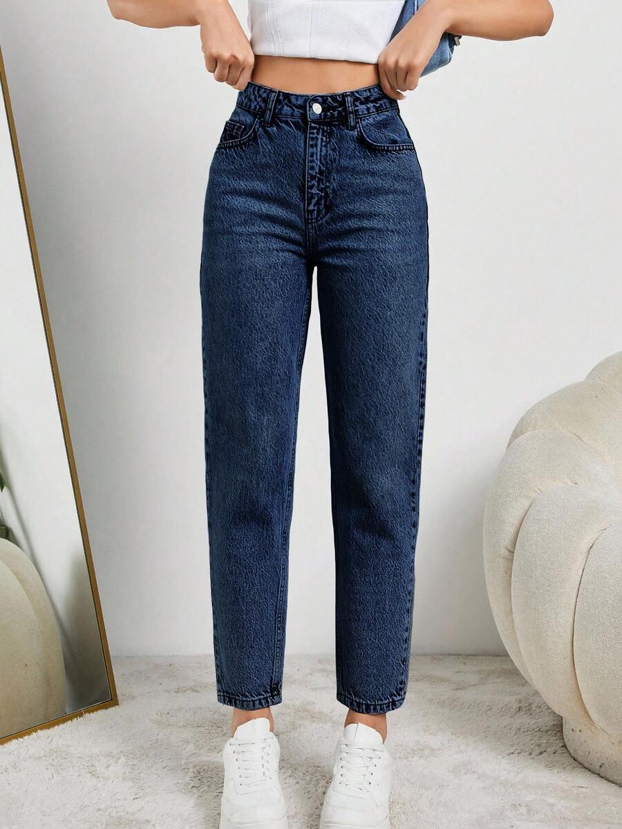 GRANATOWE SPODNIE JEANS