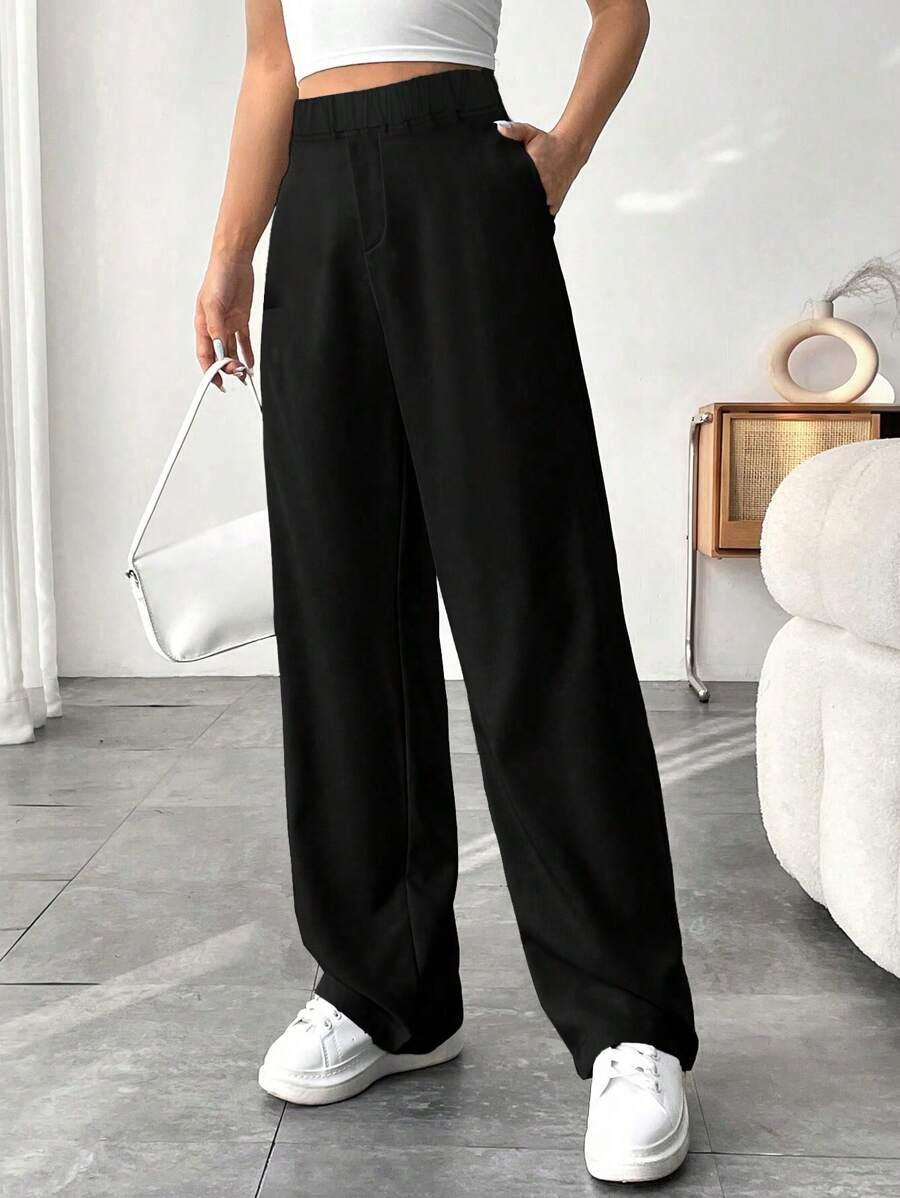 PROSTE SPODNIE WYSOKI STAN CASUAL