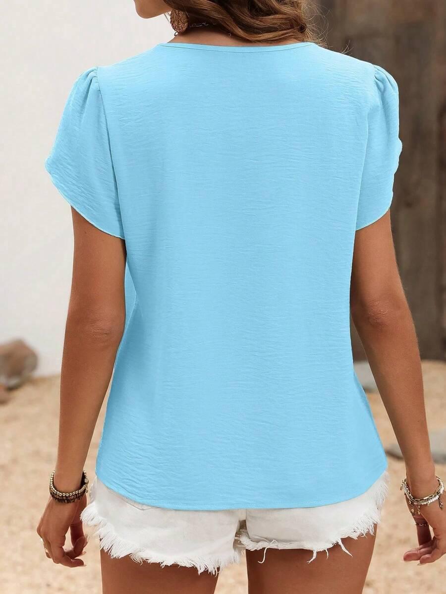 NIEBIESKA BLUZKA V-NECK