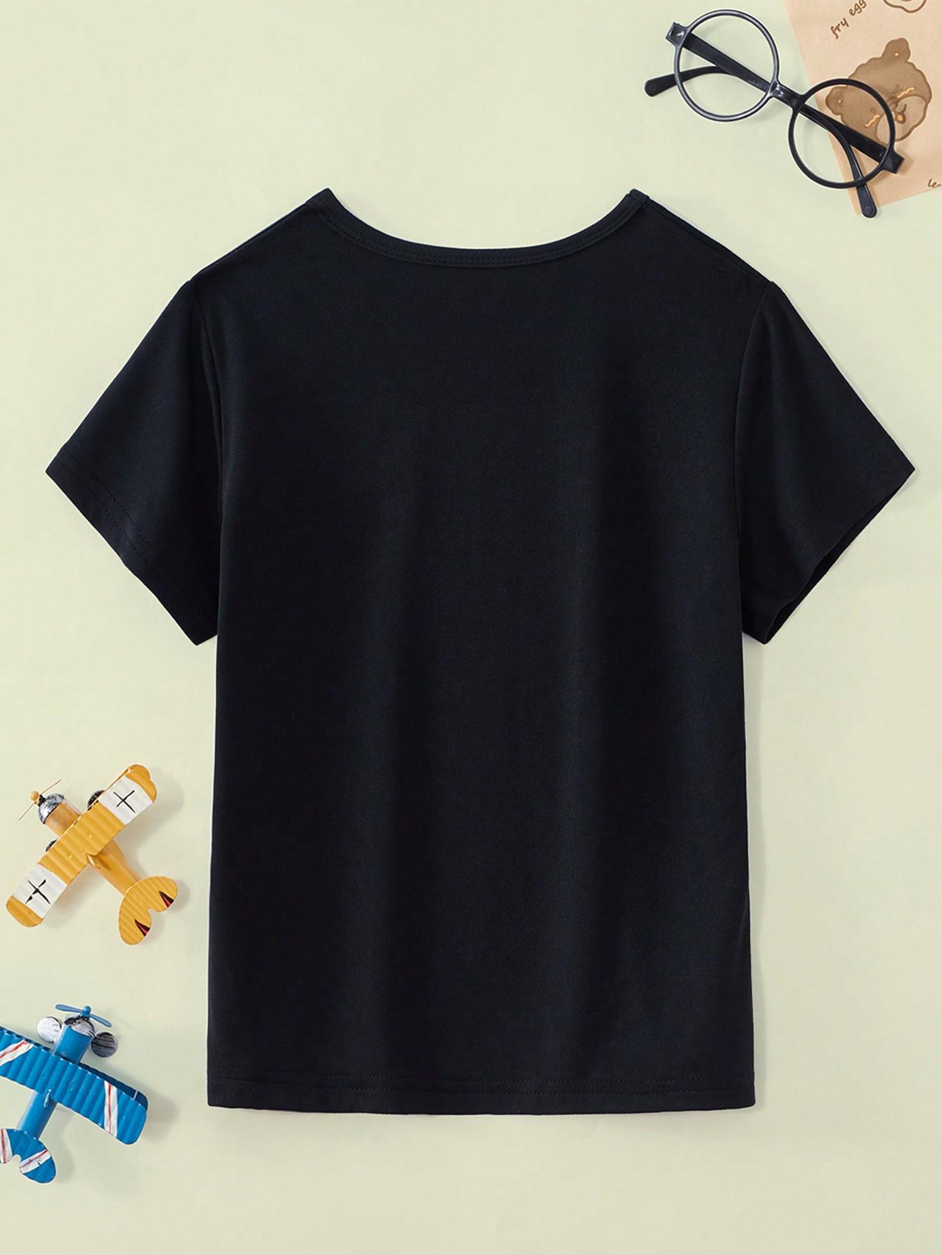 czarny t-shirt nadruk