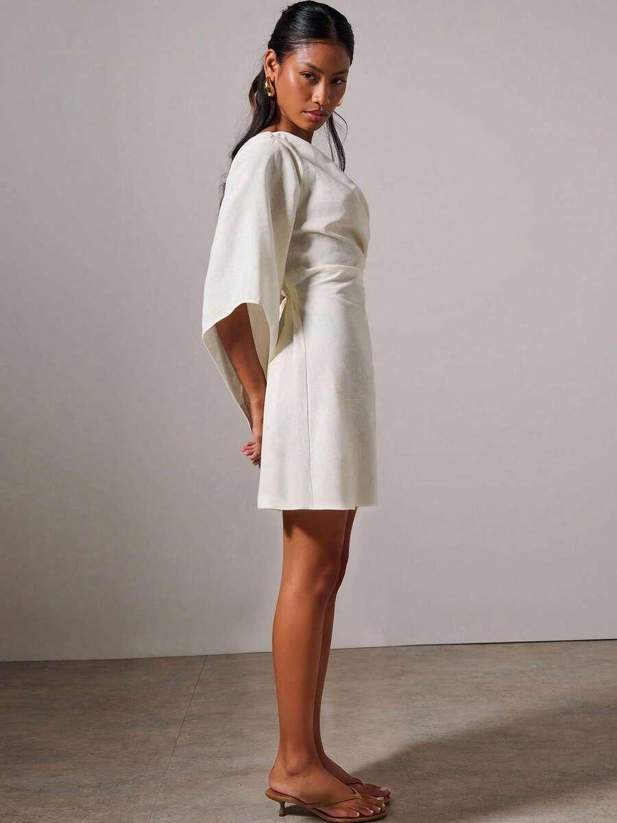 kremowa mini sukienka 
