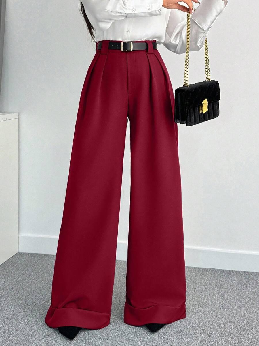 CZERWONE ELEGANCKIE SPODNIE 