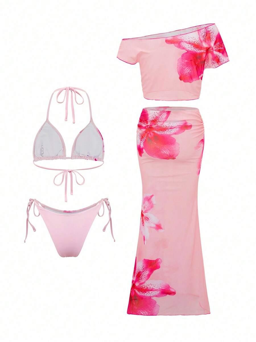 DWUCZĘŚCIOWY STRÓJ KĄPIELOWY TOP SPÓDNICA KOMPLET