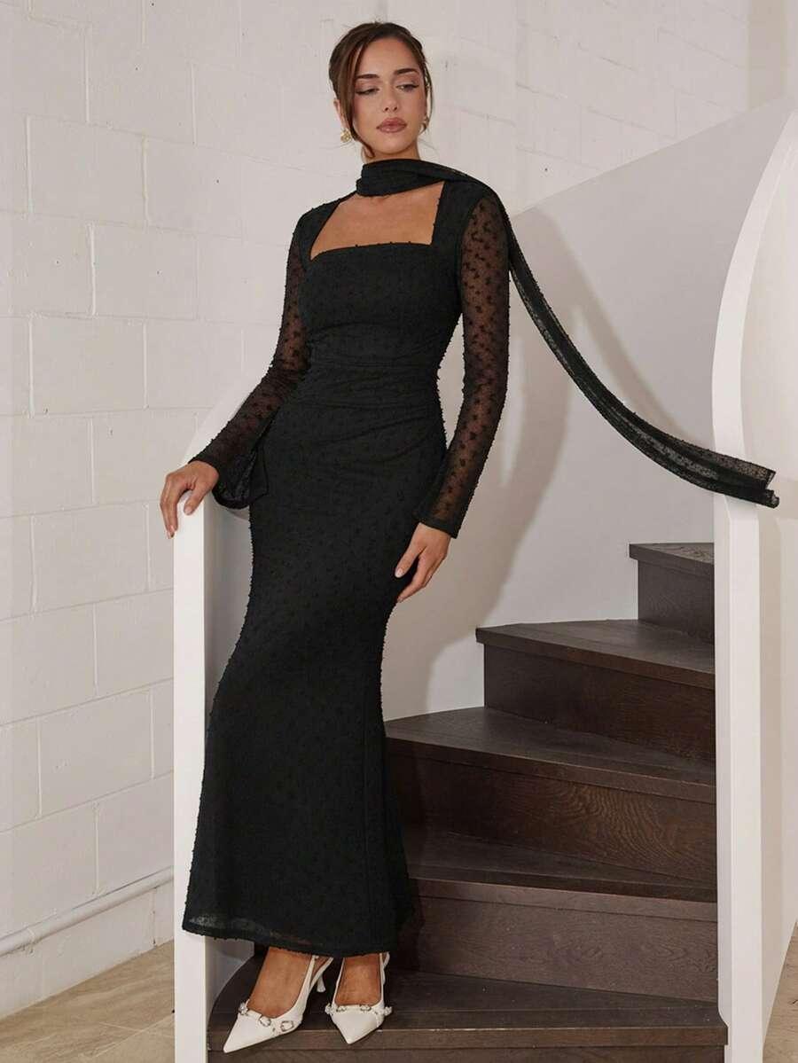 CZARNA MAXI SUKIENKA