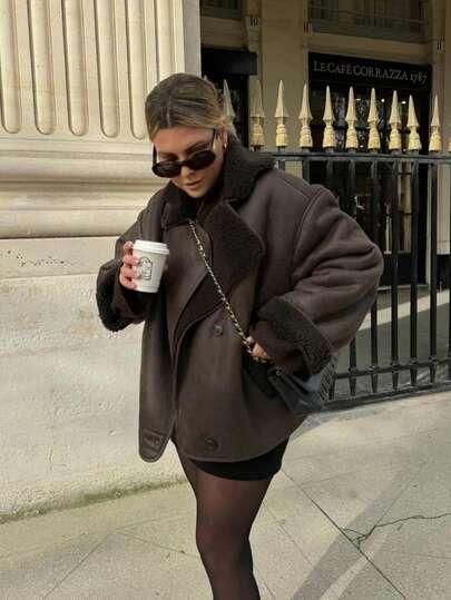 BRĄZOWY SZTUCZNY KOŻUCH