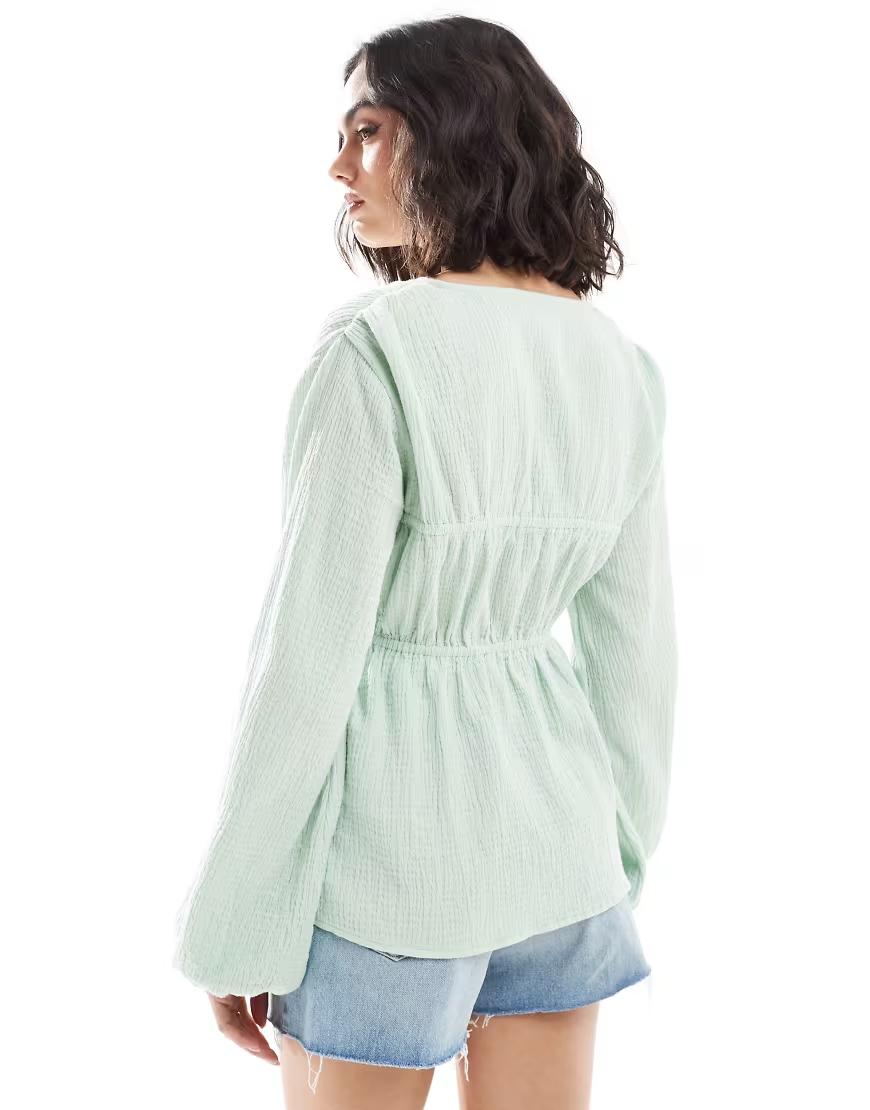ZIELONA KOSZULA V-NECK GUZIKI