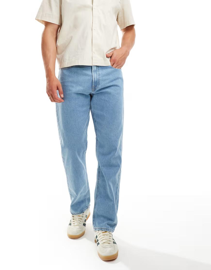 NIEBIESKIE SPODNIE JEANS SZEROKA NOGAWKA