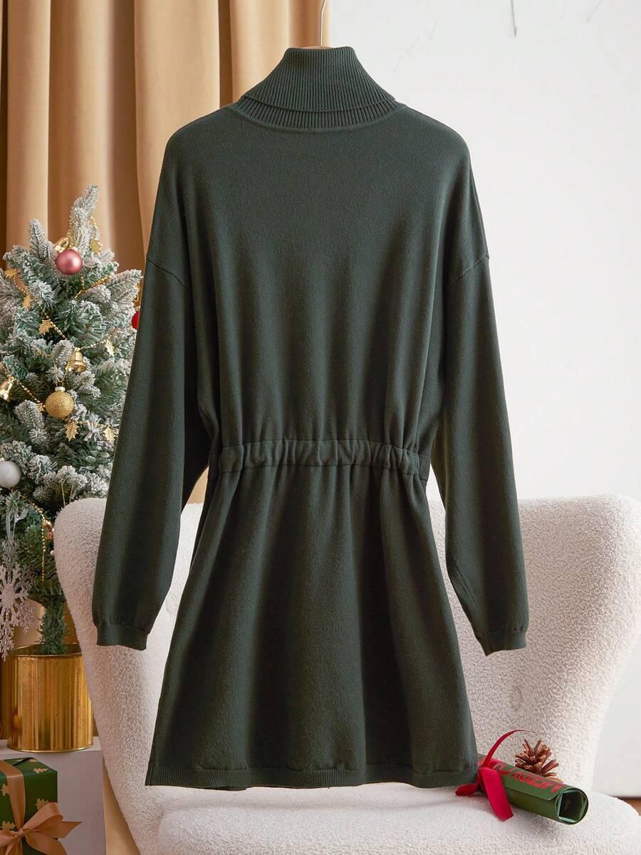 DZIANINOWA SUKIENKA PLUS SIZE Z GOLFEM