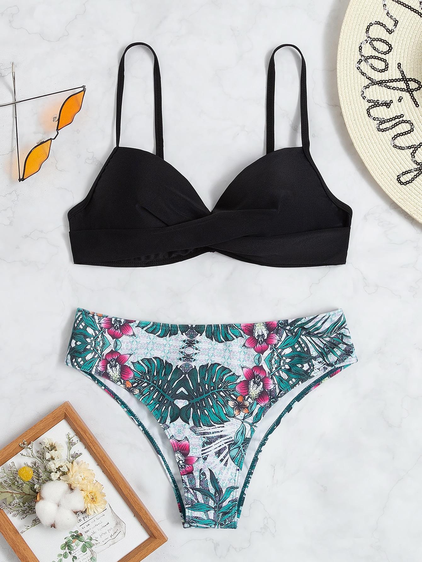 dół od bikini tropical print