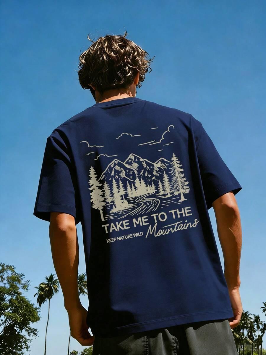 granatowy t-shirt print