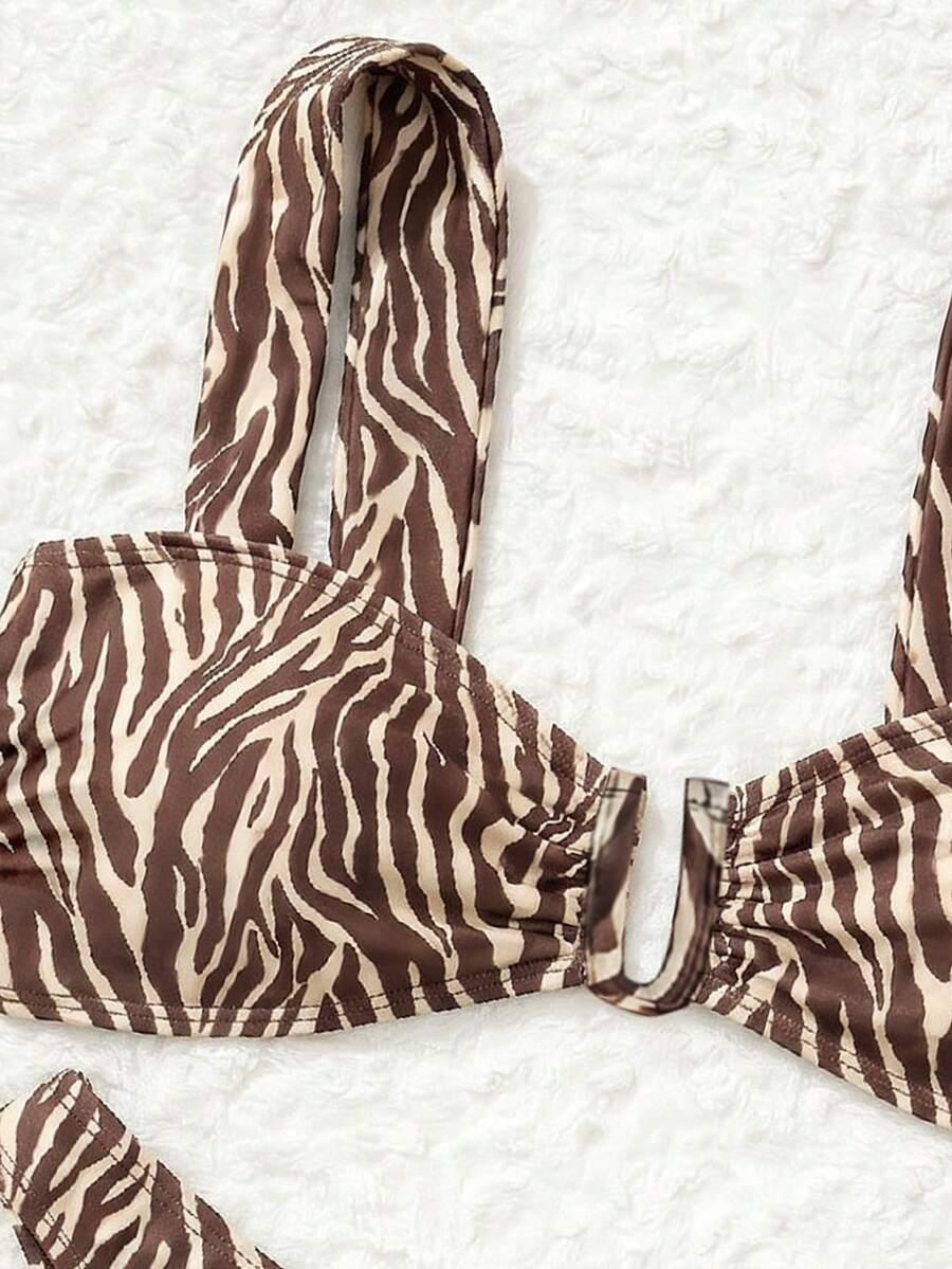 dwuczęściowy strój kąpielowy komplet animal print